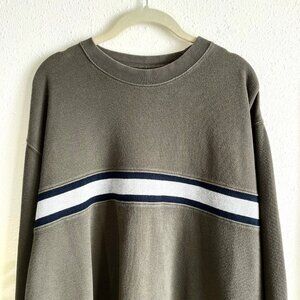 Vintage 90s Olive Green Striped Long Sleeve Shirt